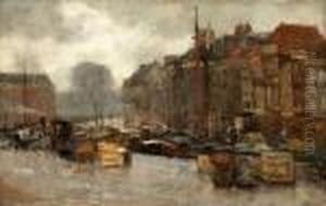 A Busy Dutch Quayside by Floris Arntzenius