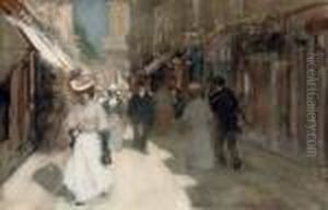 Elegant Figures In The Spuistraat, The Hague by Floris Arntzenius