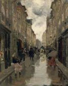 A Busy Afternoon In The Spuistraat, The Hague by Floris Arntzenius