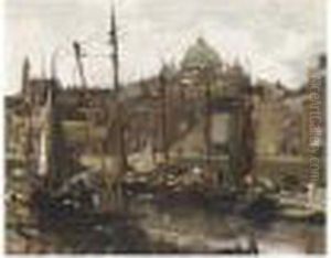 The Havenkade With The Seinpost Building In Scheveningen by Floris Arntzenius