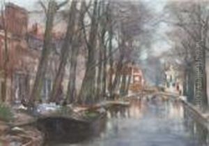 A Barge With Flowers Moored At The Smitswater, The Hague