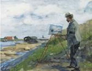 The Painter Carl August Breitenstein At Work by Floris Arntzenius