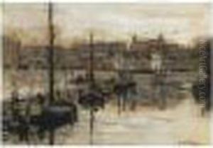 A View Of The Haringkade With The Seinpost-building by Floris Arntzenius