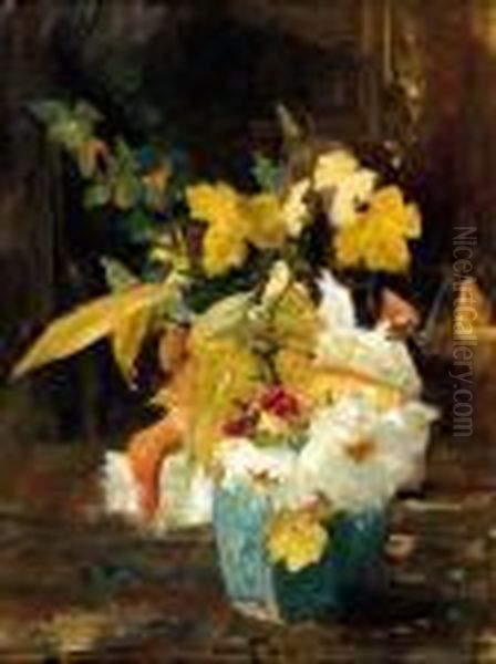 Autumn Flowers In A Ginger Jar - view 1