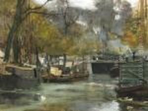 A Canalscene In Groningen (?) by Floris Arntzenius