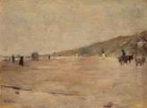 A Beachscene With Donkeyriders And Elegant Figures by Floris Arntzenius