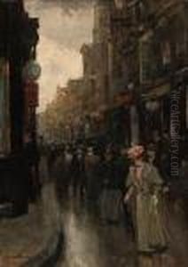 Pedestrians Strolling Along The Spuistraat, The Hague by Floris Arntzenius