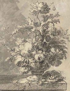 A bouquet of flowers in a terracotta vase by Jan Van Huysum