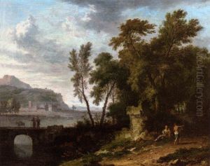 Landscape with Ruin and Bridge by Jan Van Huysum