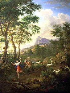An Arcadian Landscape with Pan and Syrinx by Jacob De Heusch