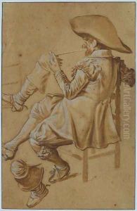 Seated Man Smoking a Pipe by Dirck Hals