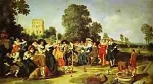 Merry Company In A Tavern Detail by Dirck Hals