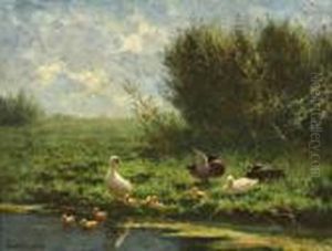 Eenden Aan De Slootkant by David Adolf Constant Artz