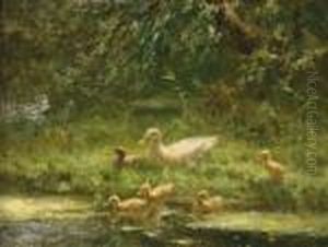 Ducks By The Water by David Adolf Constant Artz