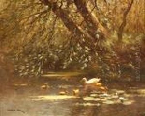 Ducks In A Pond by David Adolf Constant Artz