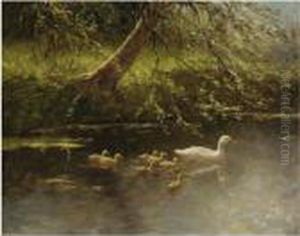 Ducklings On The Water by David Adolf Constant Artz