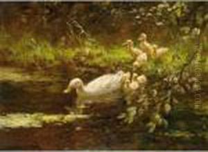 Ducks Watering by David Adolf Constant Artz