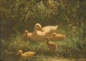Ducks By The Waterside by David Adolf Constant Artz