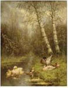 Ducks With Ducklings by David Adolf Constant Artz