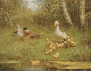 Ducks By The Waterside by David Adolf Constant Artz