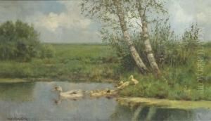Taking The Brood To Water by David Adolf Constant Artz