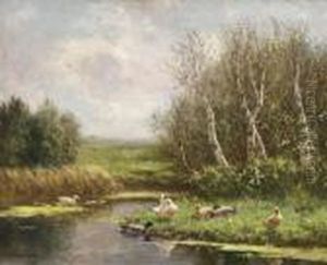 Ducks On A Riverbank