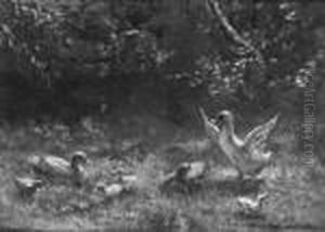 Commotion In Duck Family by David Adolf Constant Artz