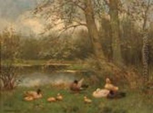 A Duck Family by David Adolf Constant Artz
