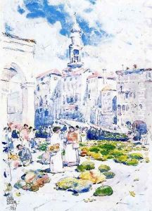 Rialto Market, Venice by Childe Hassam