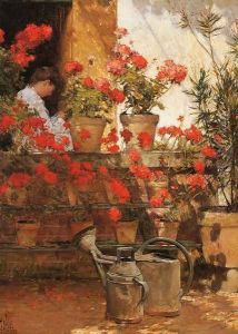 Geraniums by Childe Hassam
