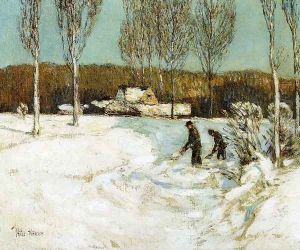 Shoveling Snow, New England by Childe Hassam