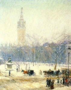 Madison Square - Snowstorm by Childe Hassam