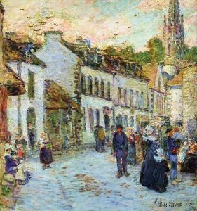 Street in Pont Aven - Evening by Childe Hassam