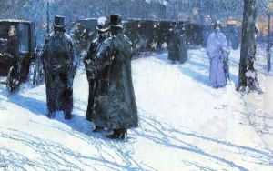 Cab Stand at Night, Madison Square, New York by Childe Hassam