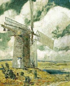 Bending Sail on the Old Mill by Childe Hassam