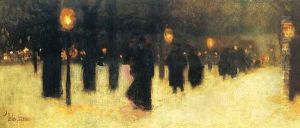 Across the Common on a Winter Evening by Childe Hassam