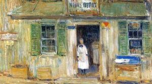 News Depot, Cos Cob by Childe Hassam