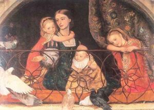 Mrs. James Leathart and Children 1863-65 by Arthur Hughes