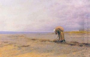 Picking up seaweed by Arthur Hughes