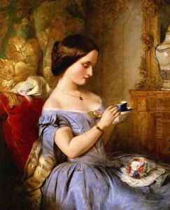 Taking Tea in the Drawing Room by Arthur Hughes