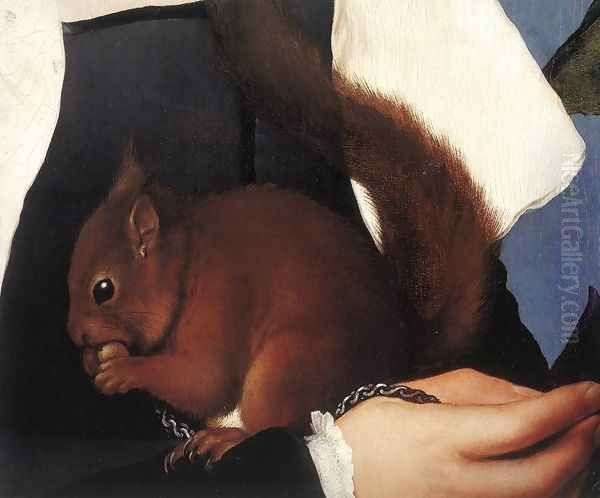 Portrait of a Lady with a Squirrel and a Starling (detail) 1527-28 - view 1