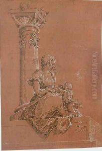 The Virgin and Child Before a Column by Hans Holbein the Younger