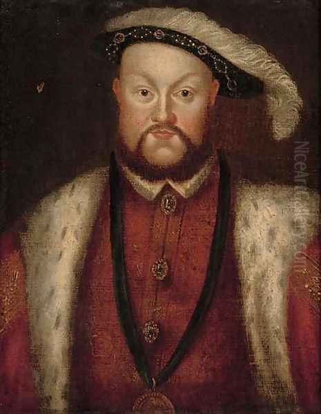 Portrait of Henry VIII (1491-1547), half-length, with a jewelled tunic and chain - view 1