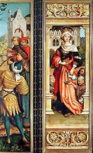 St Elizabeth of Hungary 1207-31 right hand panel from the Triptych of St Sebastian