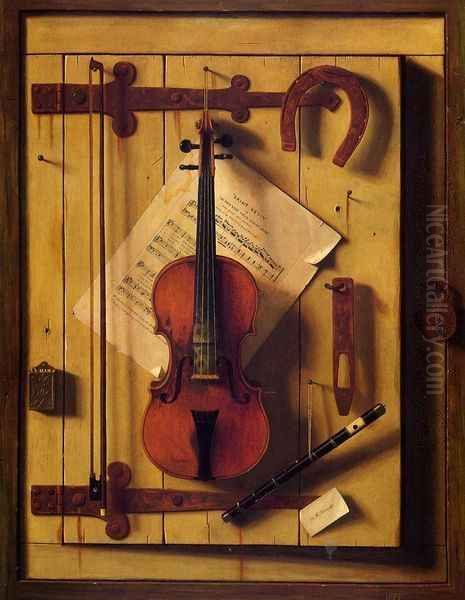 Still Life - Violin and Music (or Music and Good Luck) by William Michael Harnett