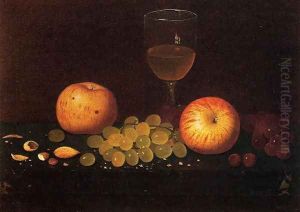 Still Life with Apples, Grapes and Almonds by William Michael Harnett