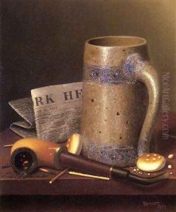 Still Life with Mug, Pipe and New York Herald by William Michael Harnett
