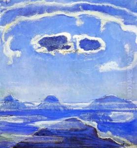 Eiger Monch And Jungfrau In Moonlight by Ferdinand Hodler