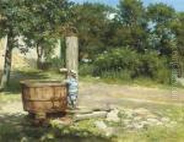 A Child Playing At A Water Pump - view 1
