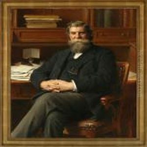 Portrait Of The Danish Businessman Carl Will At His Desk by Otto Bache